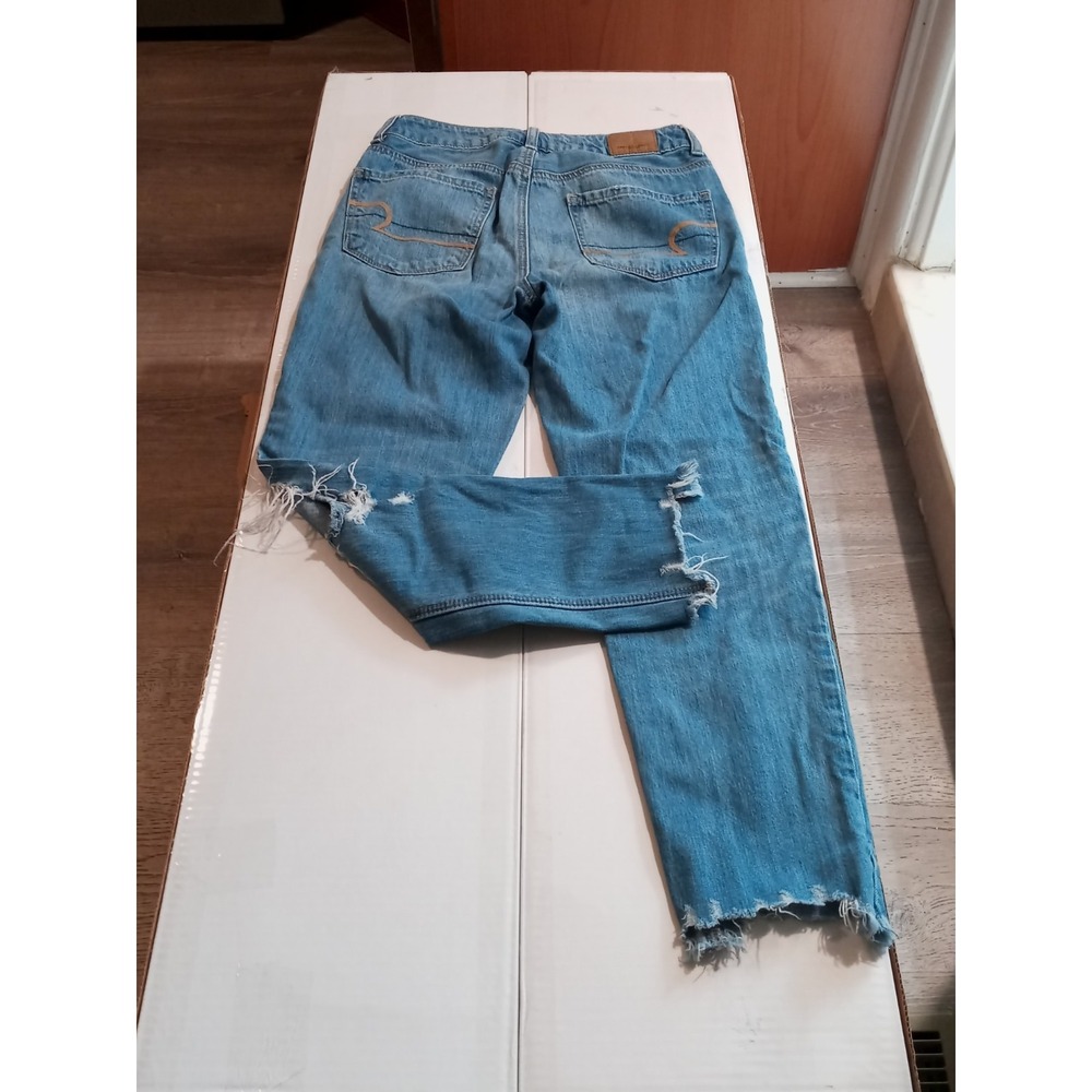 American Eagle High Rise Tomgirl Ripped Blown Out Jeans Size 0. 26X25 Grunge Y2K - Picture 8 of 16